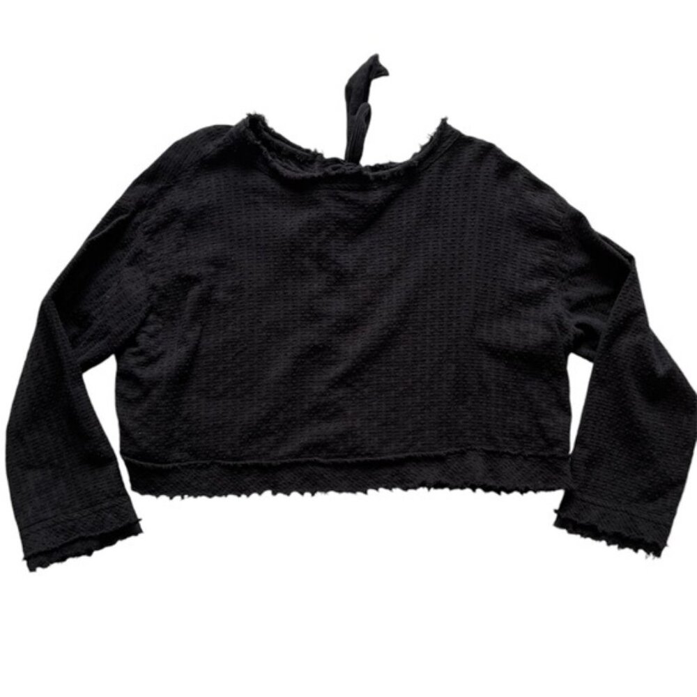Free people split open back long sleeve blouse